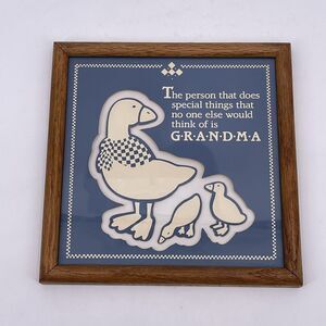 Grandma Framed Wall Sign Peaceful Family Duck Blue Gift Grandmother Plaque